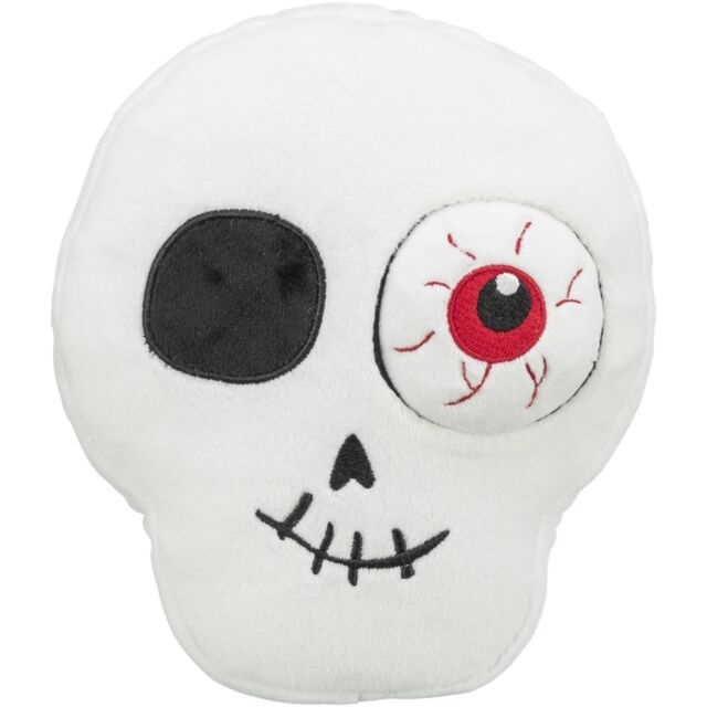 TRIXIE Halloween Pluche Schedel 19 cm - griezelig hondenspeelgoed voor Halloween