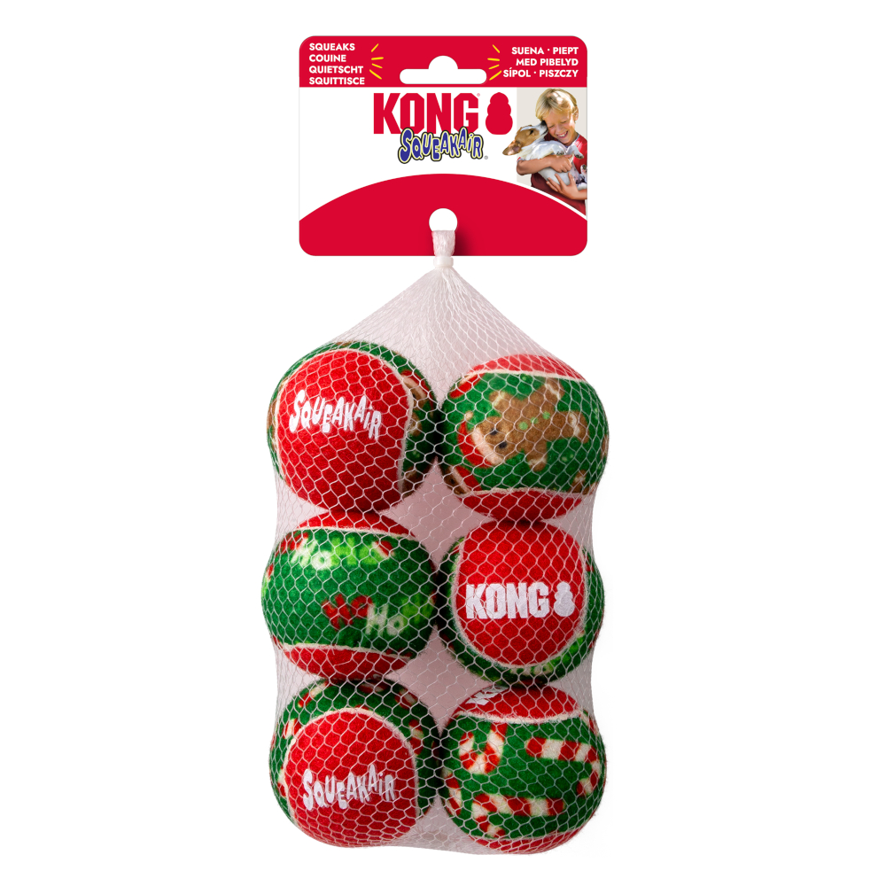Kong Holiday SqueakAir ballen, 6 stuks - Maat S: Ø 5 cm