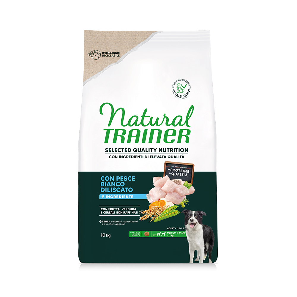 Trainer Natural Dog Natural Trainer Selected Quality Nutrition Adult Medium & Maxi Witte Vis - Dubbelpak: 2 x 10 kg