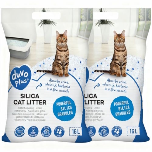 Duvo+ Premium silica kattenbakvulling 32L - Voordeelset