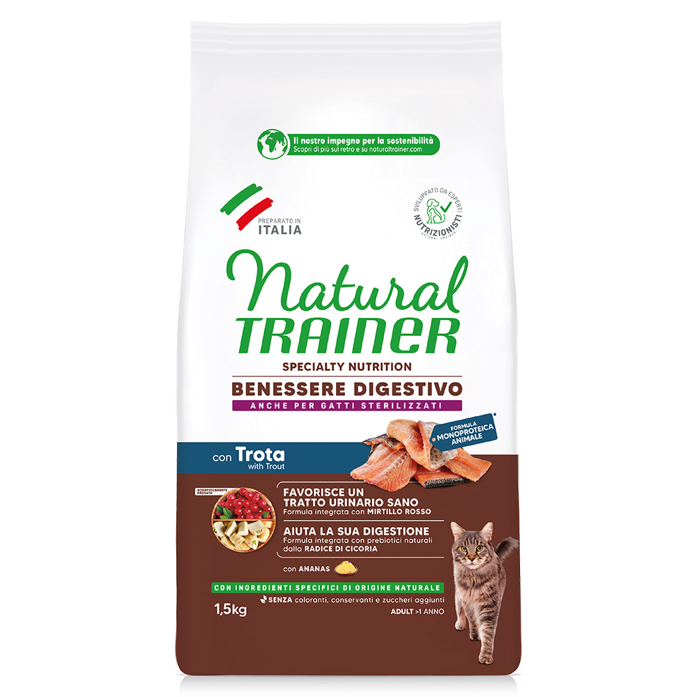 Trainer Natural Cat Natural Trainer Sensitive Graanvrij met Forel Brokken voor Katten - 1,5 kg