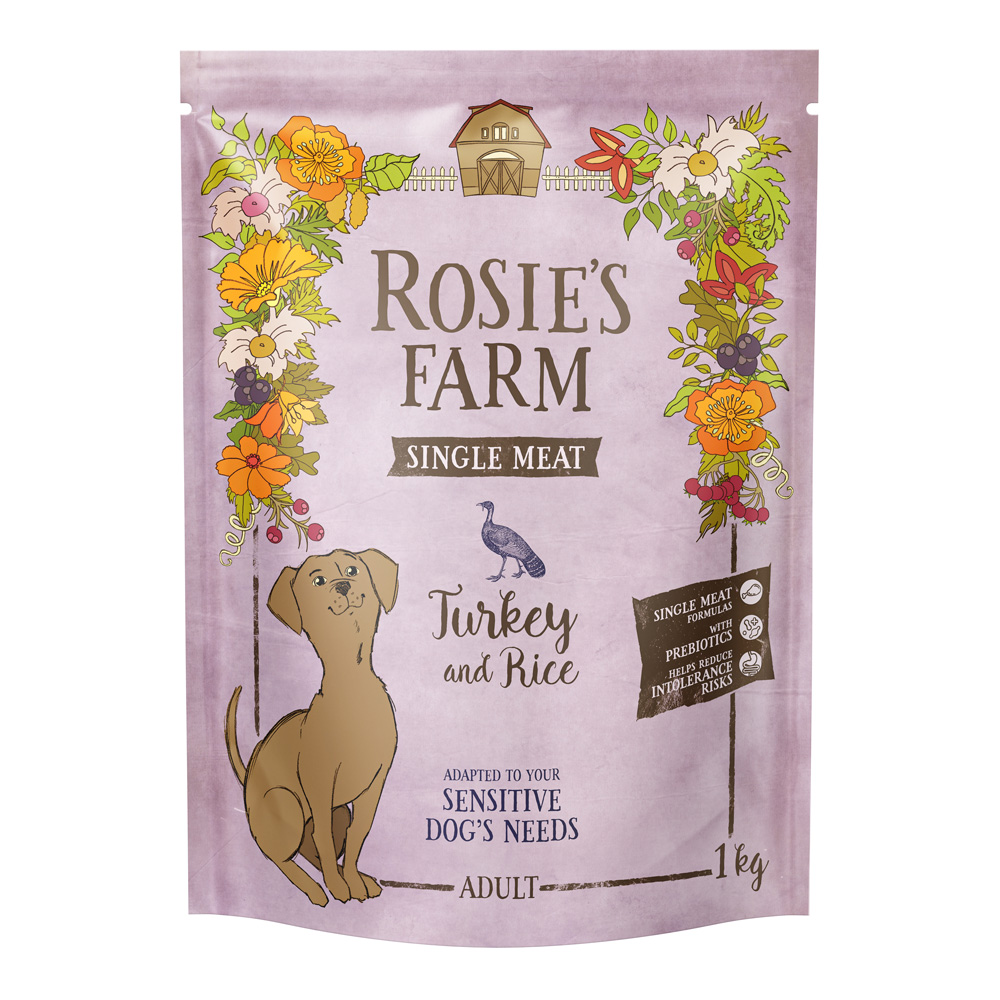 Rosie's Farm 1kg  Single Meat Adult Kalkoen met Rijst droogvoer voor katten