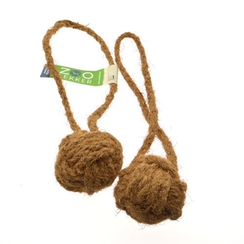 Zoolekker Cocos bal met touw M - natuurlijk hondenspeelgoed met tandverzorgende werking