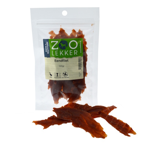 Zoolekker Eendfilet hondensnack - luchtgedroogde eend voor honden 100 Gram