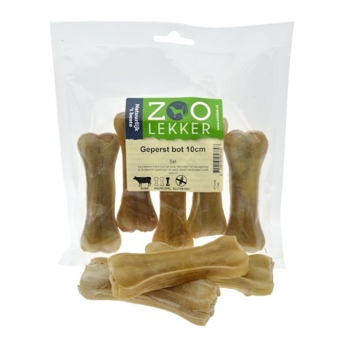 Zoolekker Geperst Bot hondensnack van buffelhuid 10 cm - natuurlijke kauwsnack per 5 stuks