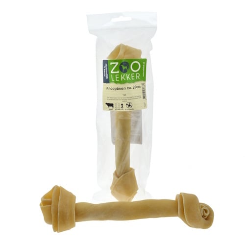 Zoolekker Knoopbeen hondensnack van buffelhuid ca. 26 cm - natuurlijke kauwsnack