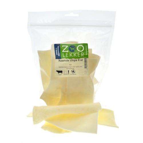 Zoolekker Rawhide chips van buffelhuid - hondensnack per 8 stuks, natuurlijke kauwsnack