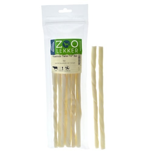 Zoolekker Rawhide Twist van buffelhuid 10 inch - hondensnack per 8 stuks