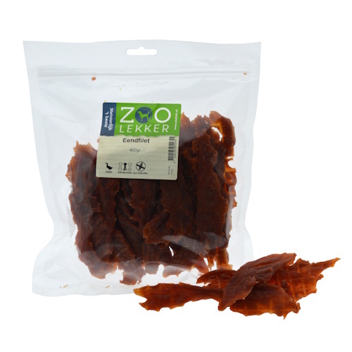 Zoolekker Eendfilet hondensnack - luchtgedroogde eend voor honden 400 Gram