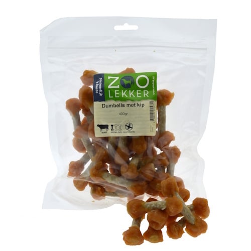 Zoolekker Dumbells met kip - smakelijke hondensnack 100 g en 400 g 400 Gram