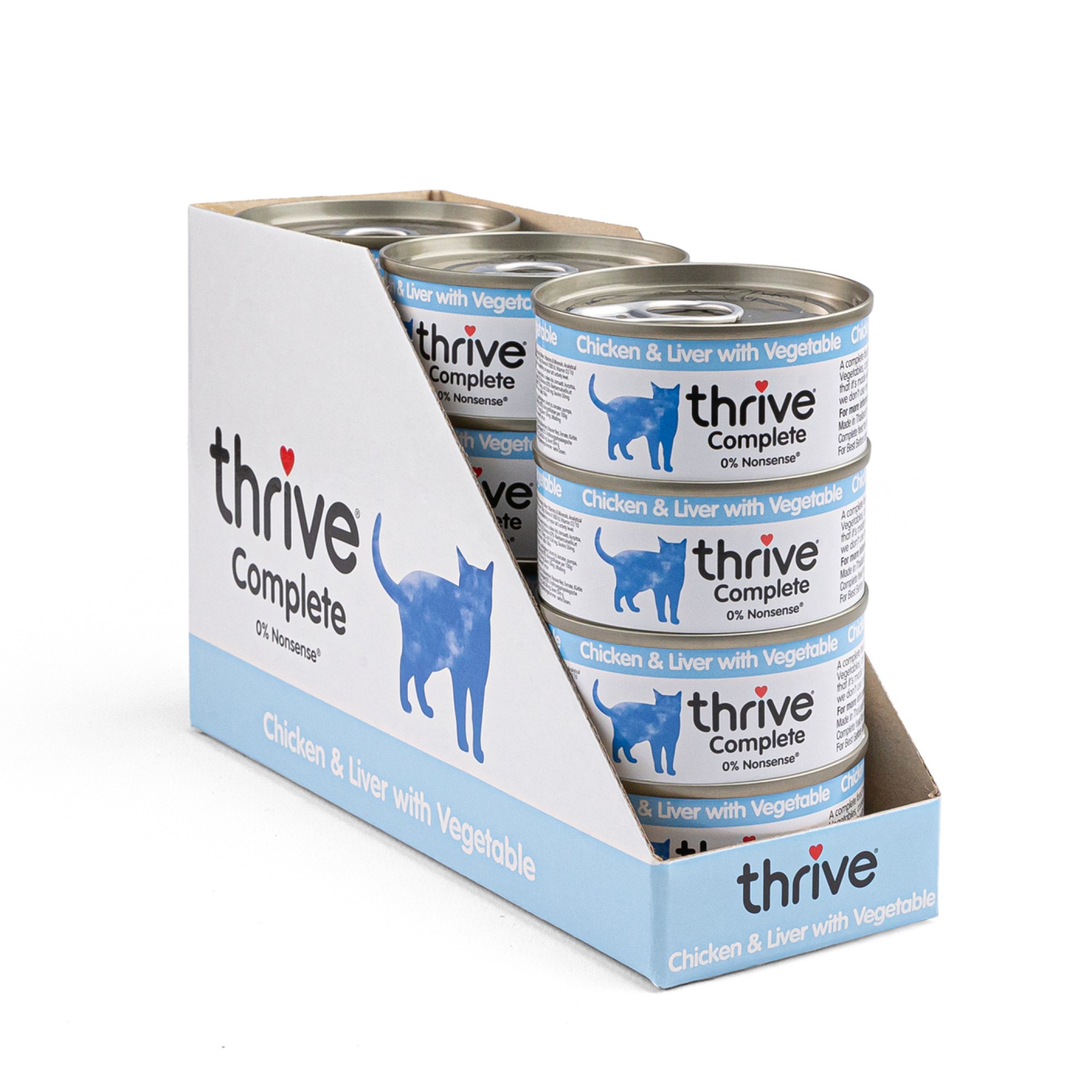 Thrive natvoeding voor de kat Kip met lever en groente 75 gr. - per 12 stuks