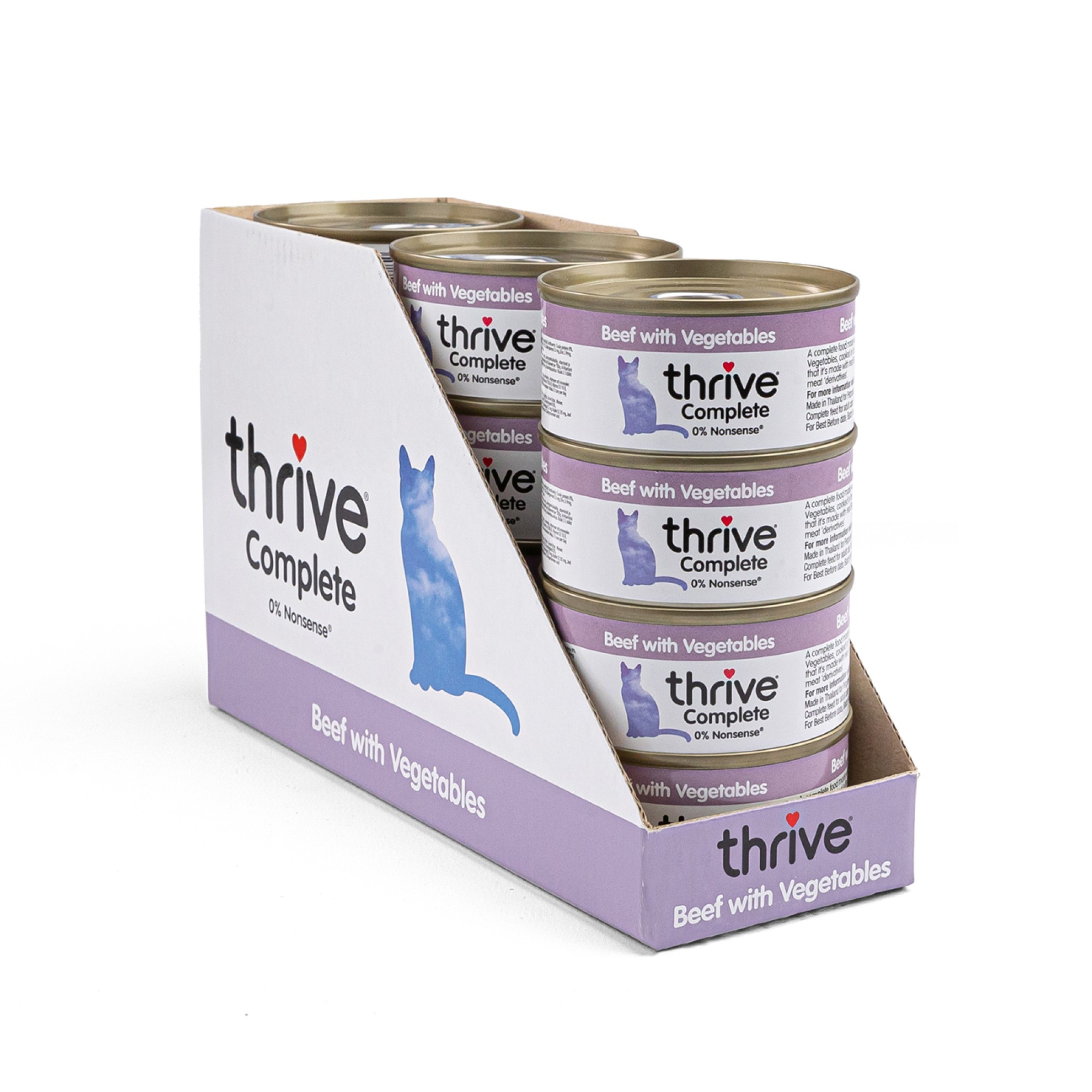 Thrive natvoeding voor de kat Rund met groente 75 gr. - per 12 stuks