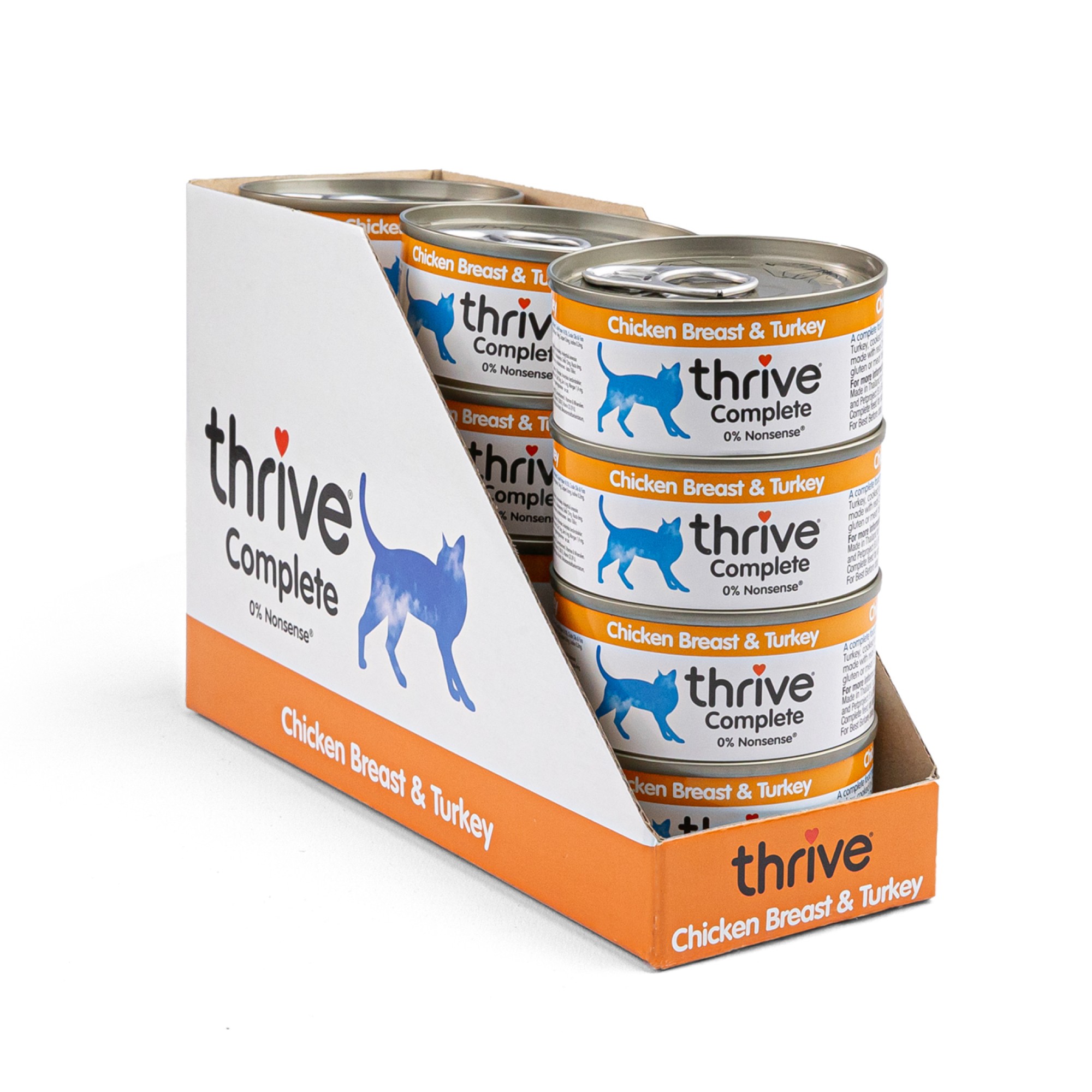 Thrive natvoeding voor de kat Kippenborst met kalkoen 75 gr. - per 12 stuks