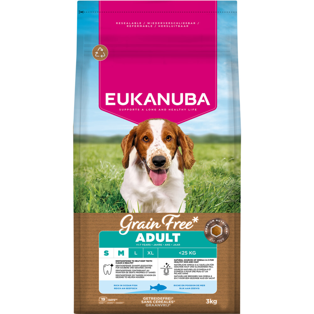 Eukanuba 3x  Hondenvoer Droog Grain Free Small/Medium Oceaanvis Adult 3 kg