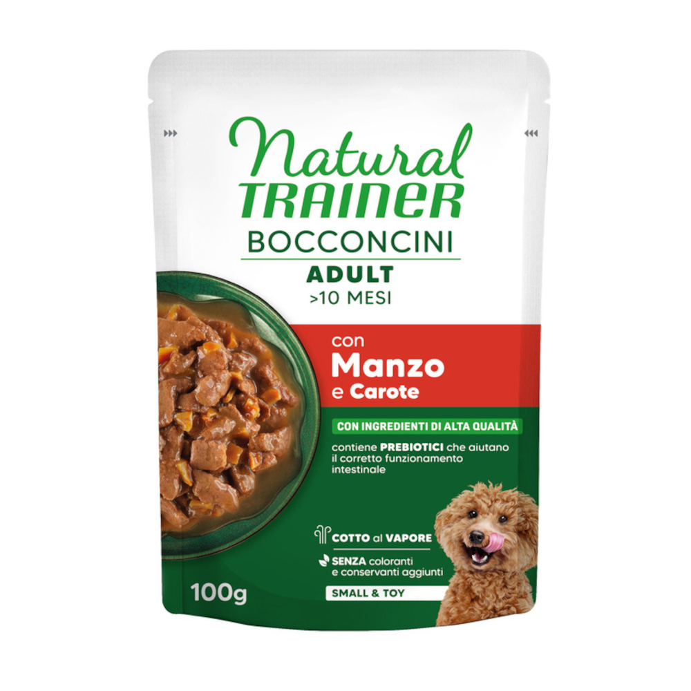 Trainer Natural Dog 48x100g Rund Natural Trainer Bocconcini Adult Small & Speelgoedhapjes in Saus Kip Hondenvoer nat