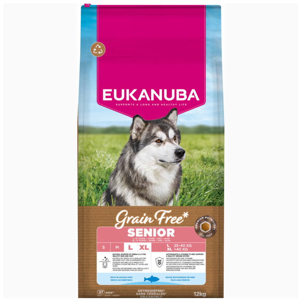 Eukanuba Senior Large Breed Grain Free Zeevis - Dubbelpak: 2 x 12 kg