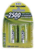 ANSMANN maxE NiMH Akku, Baby C, 2er Blister, 2.500 mAh