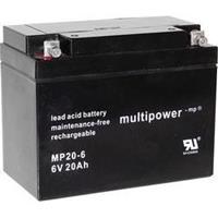 multipower MP20-6 Loodaccu 6 V 20 Ah Loodvlies (AGM) (b x h x d) 157 x 125 x 83 mm M5-schroefaansluiting Onderhoudsvrij, Geringe zelfontlading