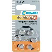 Conrad Energy Conrad 650496. Type batterij: Wegwerpbatterij, Batterijtechnologie: Zink-lucht, Accu/Batterij voltage: 1,4 V. Hoogte: 5,4 mm, Diameter: 7,9 mm. Type verpakking: Blister. Form factor batt