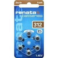 Renata Knoopcel ZA312 1.4 V 6 stuk(s) 165 mAh Zink-lucht Hearing Aid PR41