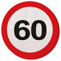 Servietten "Verkehrsschild" zum 60. Geburtstag, 20er Pack