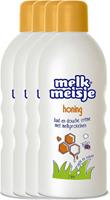 4x Melkmeisje Bad en Douche Creme Honing 1000 ml