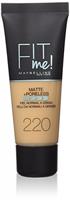 Maybelline Fit Me Matte and Poreless Foundation 220 Natural Beige - Medium huid, gele ondertoon