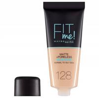 Maybelline Fit Me Matte and Poreless Foundation 128 Warm Nude - Lichte to medium huid, gele ondertoon