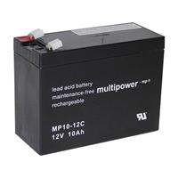 multipower PB-12-10-6,35 Loodaccu 12 V 10 Ah Loodvlies (AGM) (b x h x d) 151 x 118.5 x 65 mm Kabelschoen 6.35 mm Cyclusbestendig, Onderhoudsvrij, Geringe