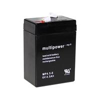 multipower PB-6-4,5-4,8 Loodaccu 6 V 4.5 Ah Loodvlies (AGM) (b x h x d) 70 x 105 x 47 mm Kabelschoen 4.8 mm Onderhoudsvrij, Geringe zelfontlading