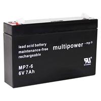 Multipower PB-6-7-4,8 Bleiakku 6V 7Ah Blei-Vlies (AGM) (B x H x T) 151 x 100 x 34mm Flachsteck