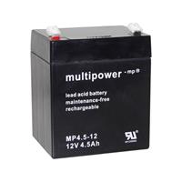 multipower PB-12-4,5-4,8 Loodaccu 12 V 4.5 Ah Loodvlies (AGM) (b x h x d) 90 x 107 x 70 mm Kabelschoen 4.8 mm Onderhoudsvrij, Geringe zelfontlading