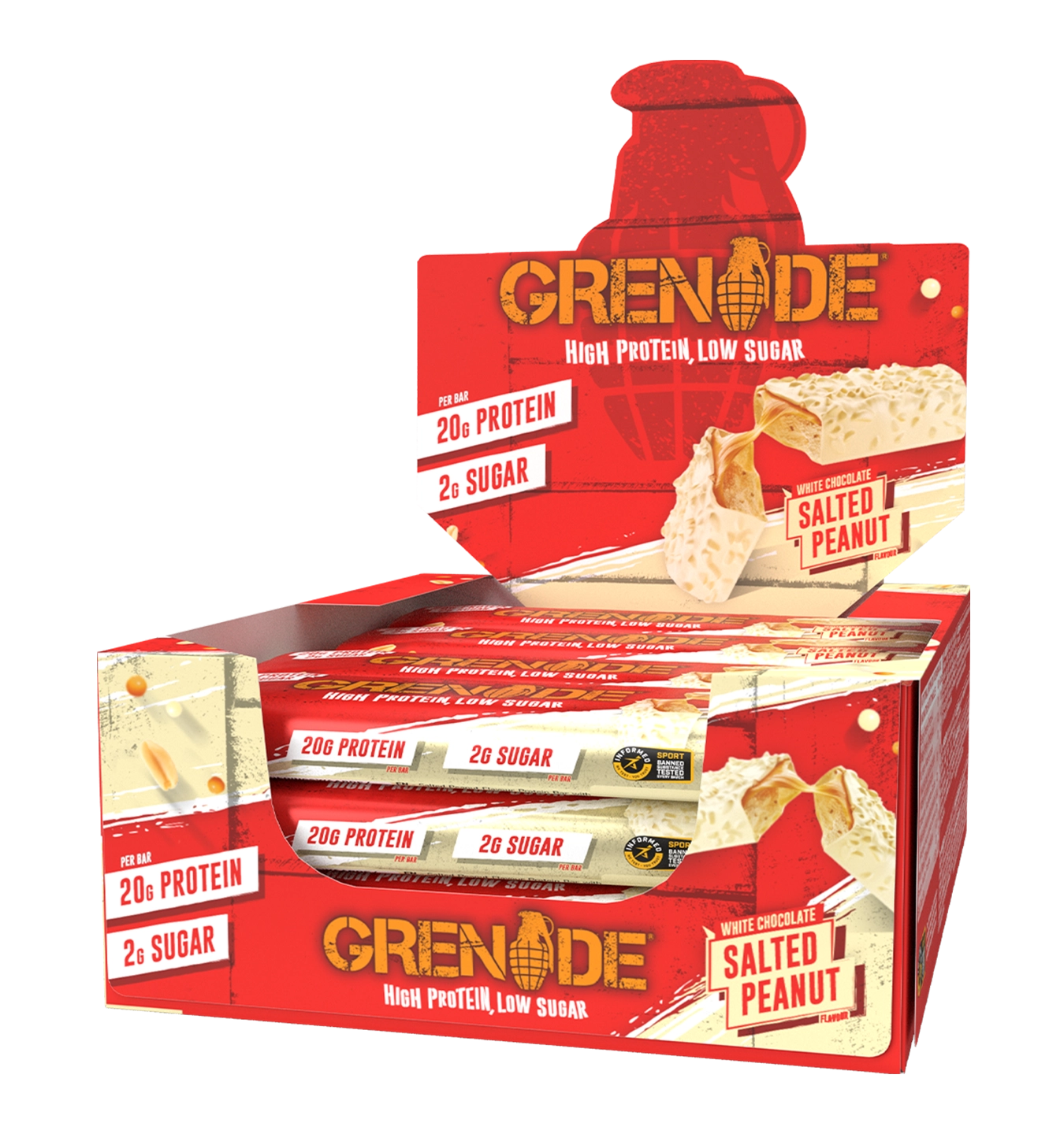 Grenade Protein Bars - 12 repen - White Choco Salted Peanut
