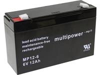 multipower PB-6-12-6,35 Loodaccu 6 V 12 Ah Loodvlies (AGM) (b x h x d) 151 x 99 x 50 mm Kabelschoen 6.35 mm Onderhoudsvrij, Geringe zelfontlading