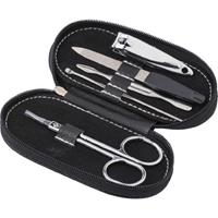 Manicure set in zwarte etui 5-delig nagelschaar/nagelknipper/nagelvijl/bokkenpootje - Manicuresetjes