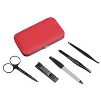 5-delige manicure set in luxe rode houder anicuresetjes