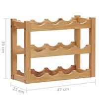 vidaXL Weinregal für 12 Flaschen 47 x 21 x 36 cm Eiche Massivholz Braun