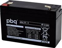 PBQ PB-4-3,5 Loodaccu 4 V 3.5 Ah Loodvlies (AGM) (b x h x d) 91 x 64 x 35 mm Kabelschoen 4.8 mm Onderhoudsvrij, Geringe zelfontlading