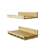 Furniteam Multifunctionele Wijn- en Glasplanken, Set van 2 Stuks Naturel