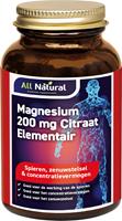 All Natural Magnesium 200 mg Citraat Elementair Tabletten