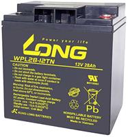 Long WPL28-12TN Loodaccu 12 V 28 Ah Loodvlies (AGM) (b x h x d) 166 x 176 x 126 mm M5-schroefaansluiting Geringe zelfontlading, Onderhoudsvrij