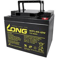 Long WPL45-12 WPL45-12 Bleiakku 12V 45Ah Blei-Vlies (AGM) (B x H x T) 199 x 171 x 166mm M6-Schrauban