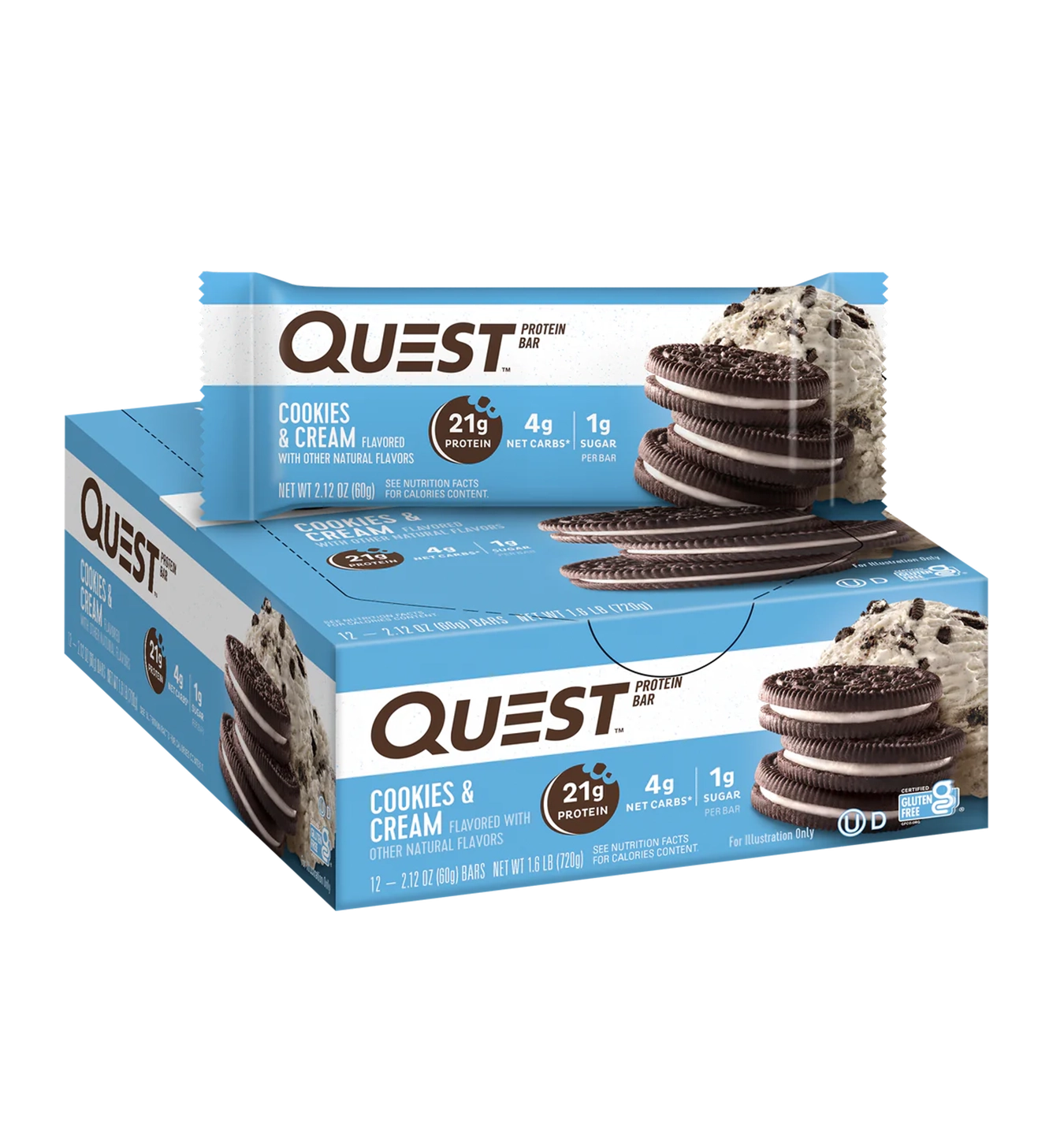 Quest Nutrition Quest Protein Bars - 12 repen - Cookies & Cream