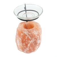 Spiru Zoutsteen Waxinelichthouder Oranje Aroma Diffuser met Standaard (1750 gram ) 12 x 10 cm