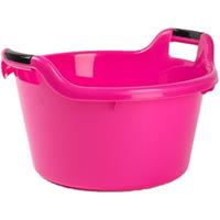 Forte Plastics Set van 2x stuks grote kunststof teiltje/afwasbak rond met handvatten 17 liter roze -