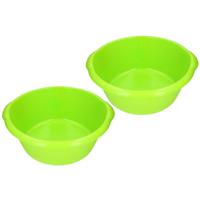 2x stuks groene afwasbak / afwasteiltje rond 15 liter -