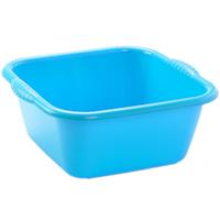 Forte Plastics Set van 2x stuks kunststof teiltjes/afwasbakken vierkant 6 liter blauw -