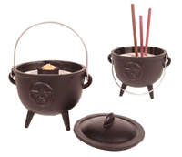 Yogi & Yogini Cauldron (heksenketel) pentagram - 12x9.5 - 1080 - Gietijzer - Zwart