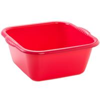 Forte Plastics Set van 2x stuks kunststof teiltjes/afwasbakken vierkant 15 liter rood -