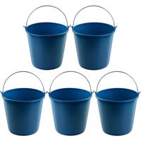 Hega Hogar 5x Blauwe schoonmaakemmers/huishoudemmers 16 liter 32 x 28 cm -